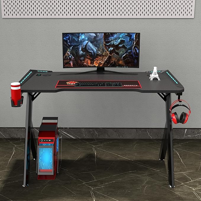 Gaming Desk Table 140cm  RGB Light Computer Desk Wireless Charger