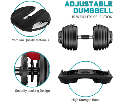 Adjustable Dumbbells 24Kg Pair