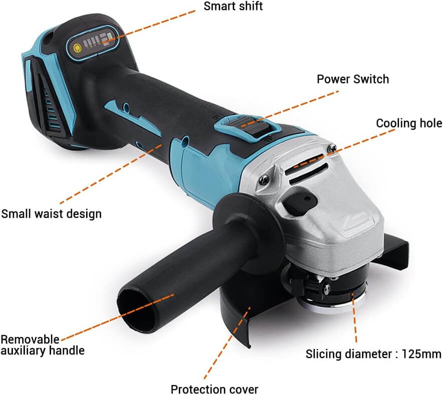 angle grinder with handle attached