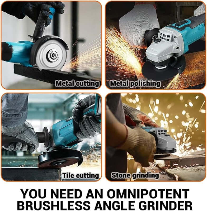 blue and black angle grinder