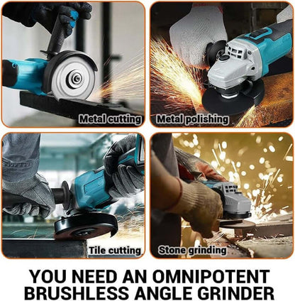 blue and black angle grinder