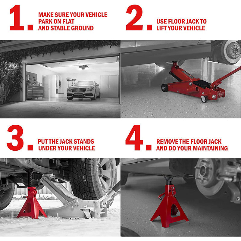 Car supported on jack stands