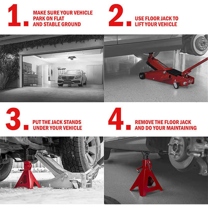 Car supported on jack stands