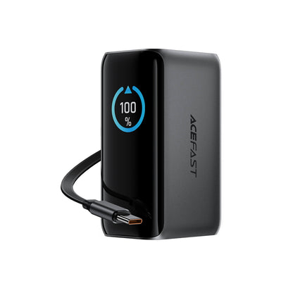 Acefast 10000mAh 45W Power Bank with Retractable Cable and TFT Display M37