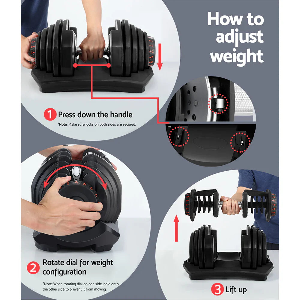 Smart Adjustable Weights Dumbbell Set 40KG Pair