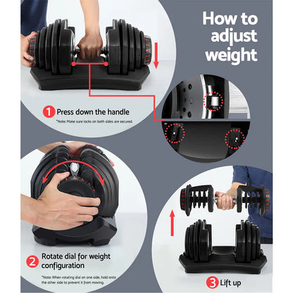 Adjustable Weights Dumbbell Set 40Kg Pair