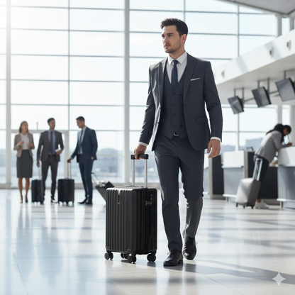 Carry On Luggage - Lightweight Hard Shell Cabin Suitcase | AeroRidge | Black | 55 cm