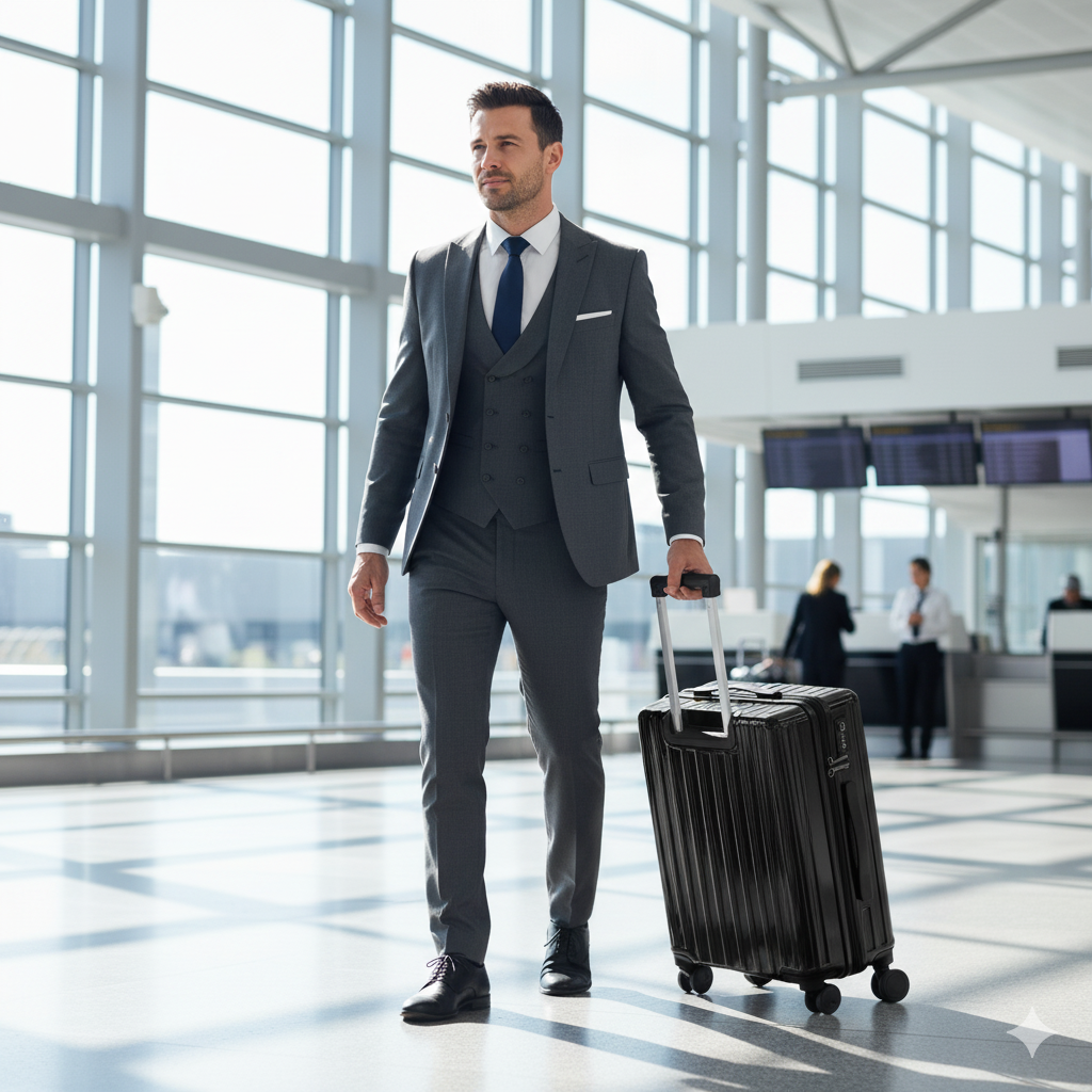 Carry On Luggage - Lightweight Hard Shell Cabin Suitcase | AeroRidge | Black | 55 cm