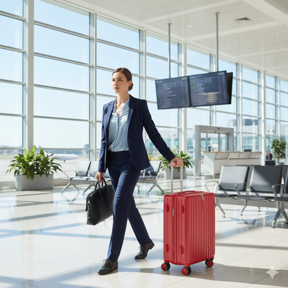 Large Check In Luggage - Red Lightweight Hard Shell Travel Suitcase | AeroRidge | 76 cm