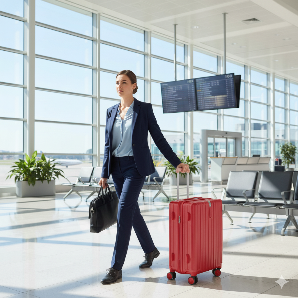 Lightweight Carry On Luggage - Hardside Cabin Suitcase | AeroRidge | Red | 55 cm