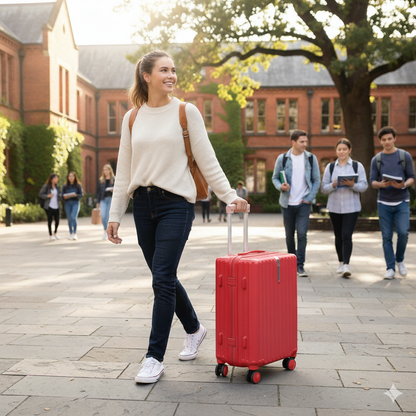 Large Check In Luggage - Red Lightweight Hard Shell Travel Suitcase | AeroRidge | 76 cm
