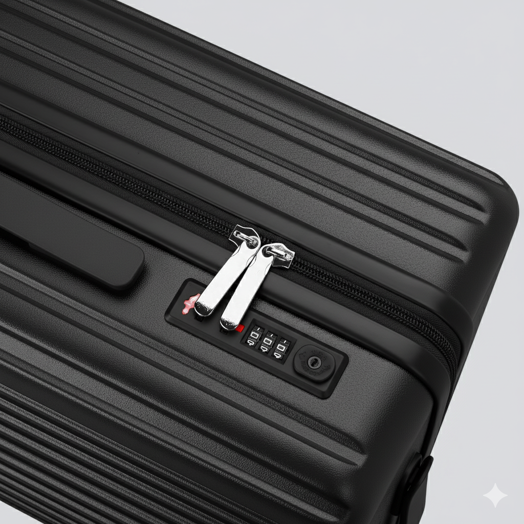 Carry On Luggage - Lightweight Hard Shell Cabin Suitcase | AeroRidge | Black | 55 cm