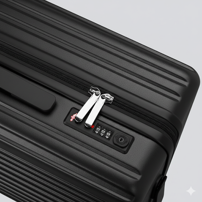 Carry On Luggage - Lightweight Hard Shell Cabin Suitcase | AeroRidge | Black | 55 cm