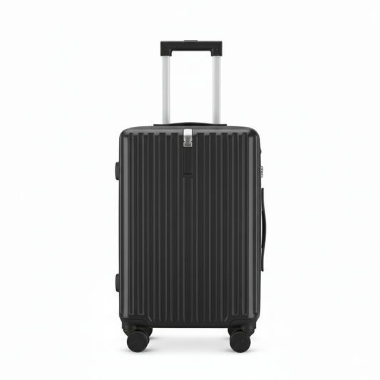 Lightweight Large Check In Luggage - Hard Shell Suitcase - Black | AeroRidge | 76 cm