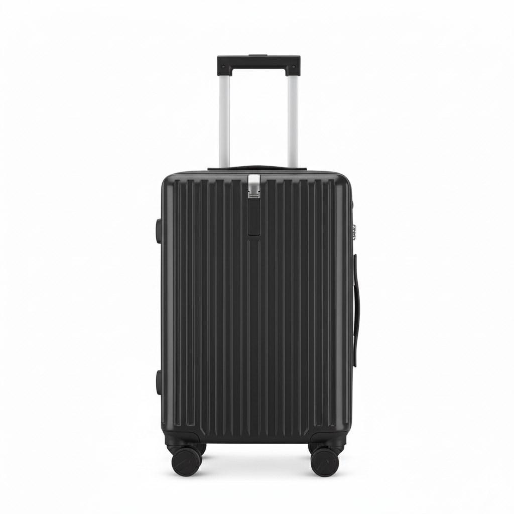 Carry On Luggage - Lightweight Hard Shell Cabin Suitcase | AeroRidge | Black | 55 cm