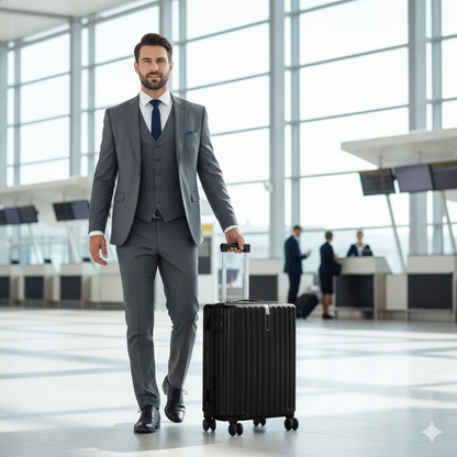 Carry On Luggage - Lightweight Hard Shell Cabin Suitcase | AeroRidge | Black | 55 cm