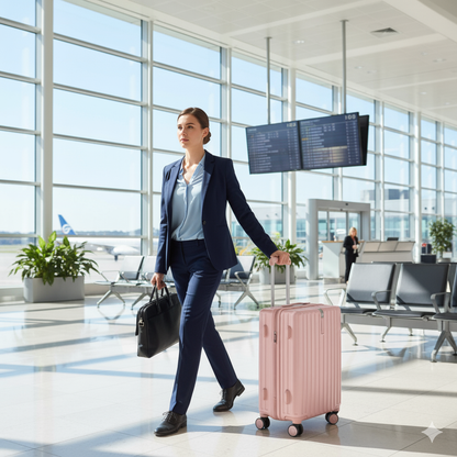 Lightweight Medium Hard Shell Suitcase & Check In Luggage - Pink | AeroRidge | 67 cm