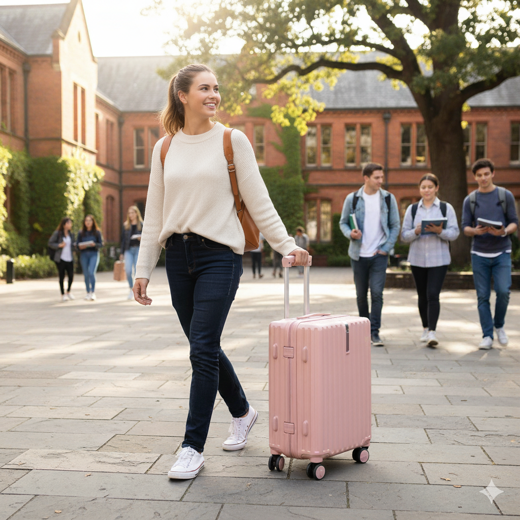 Lightweight Carry On Luggage - Pink Hard Shell Cabin Suitcase | AeroRidge | 55 cm