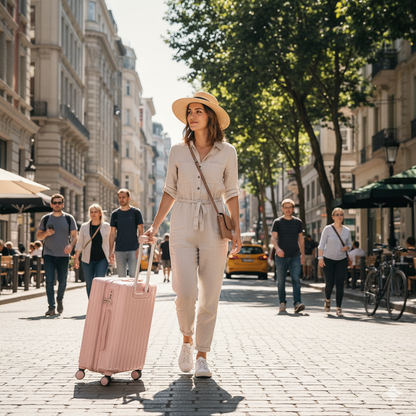 Lightweight Medium Hard Shell Suitcase & Check In Luggage - Pink | AeroRidge | 67 cm