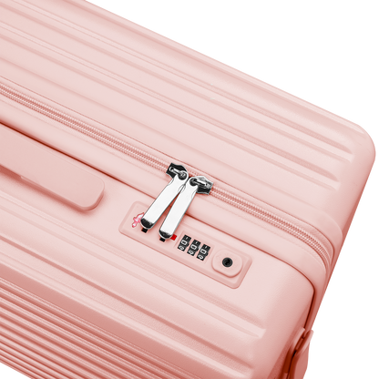 Lightweight Medium Hard Shell Suitcase & Check In Luggage - Pink | AeroRidge | 67 cm