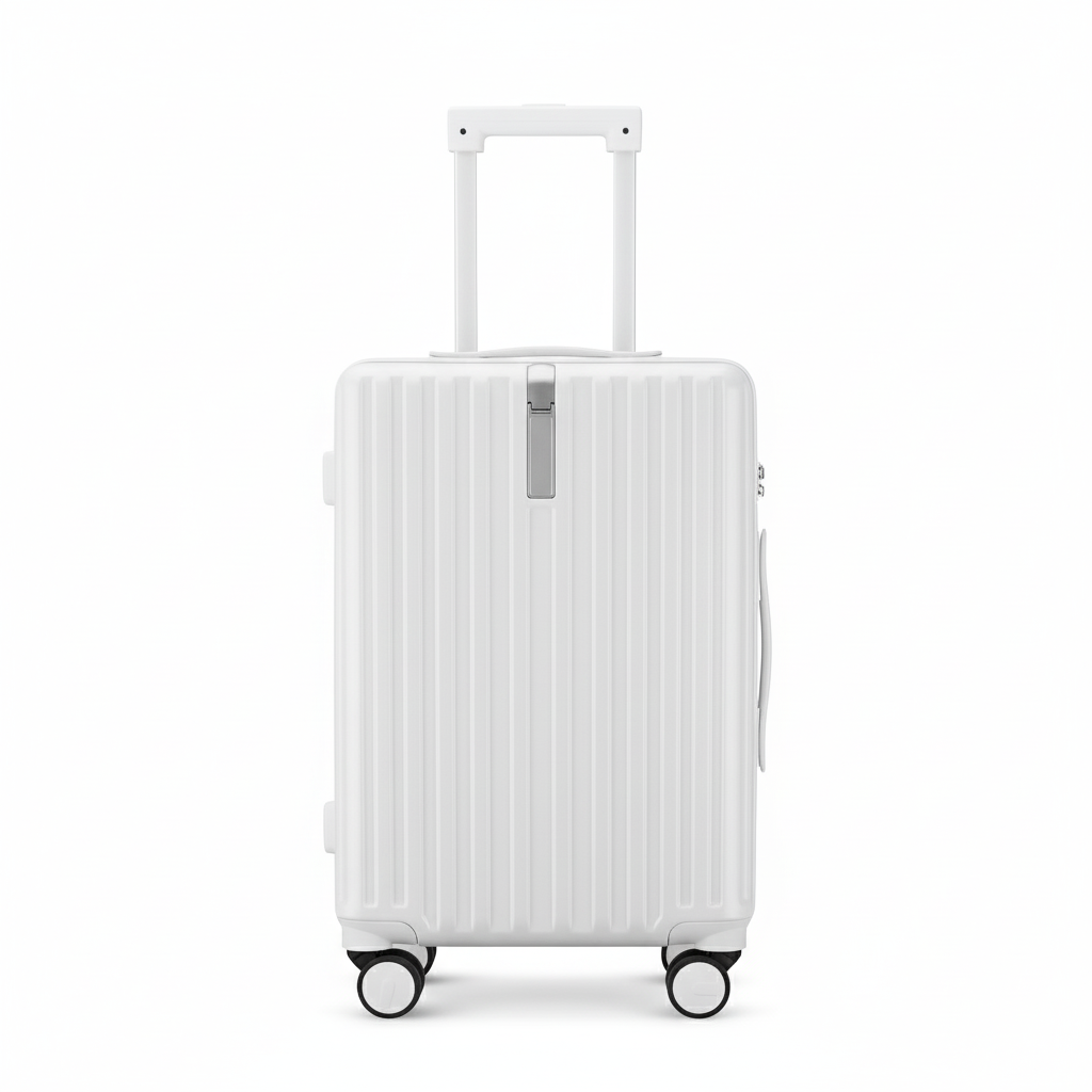 White Large Check In Luggage - Lightweight Hard Shell Travel Suitcase | AeroRidge | 76 cm
