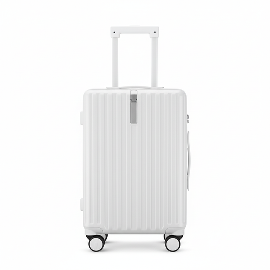 White Large Check In Luggage - Lightweight Hard Shell Travel Suitcase | AeroRidge | 76 cm