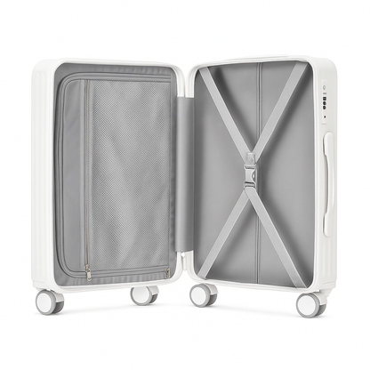 Medium Check In Luggage - White Lightweight Hard Shell Suitcase | AeroRidge | 67 cm