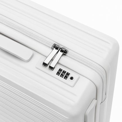 White Lightweight Carry On Luggage - Hard Case Cabin Suitcase | AeroRidge | 55 cm