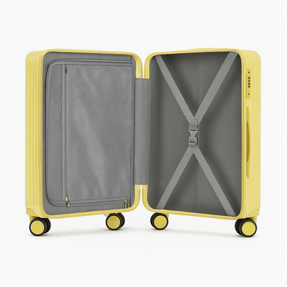 Medium Check In Luggage & Lightweight Hard Shell Suitcase - Yellow | AeroRidge | 67 cm