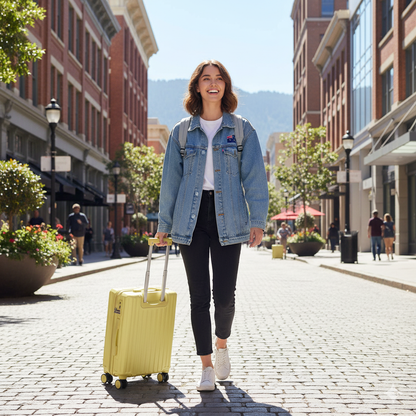 Lightweight Carry On Luggage - Hard Shell Cabin Suitcase | AeroRidge | Yellow | 55 cm
