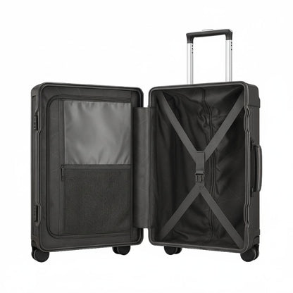 Carry On Suitcase - Hard Shell Cabin Luggage with Aluminum Frame - Dark Grey | Fortex | 55 cm