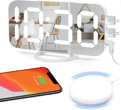 Loud Digital Alarm Clock with Bed Shaker,2 USB Charger, Adjustable LED Light