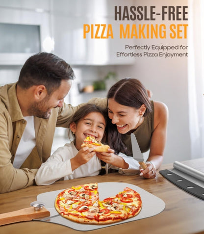 Aluminum Pizza Spatula Set 12 x 14 Inch Metal Pizza Paddle Pizza Rocker Cutter
