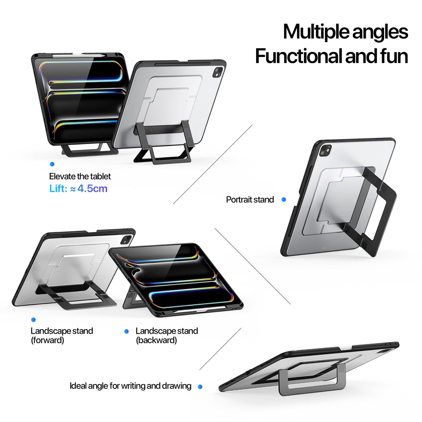 iPad Pro 11-inch 2024/2025 Case Multi-Angle Stand with Pencil Holder