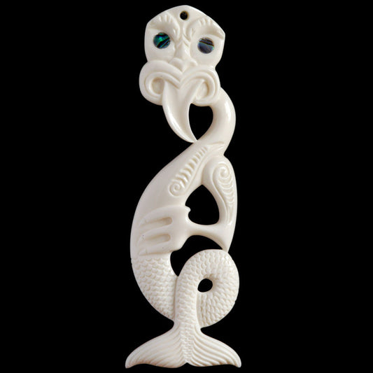 Large Bone Taniwha 100mm Long (4") Pendant
