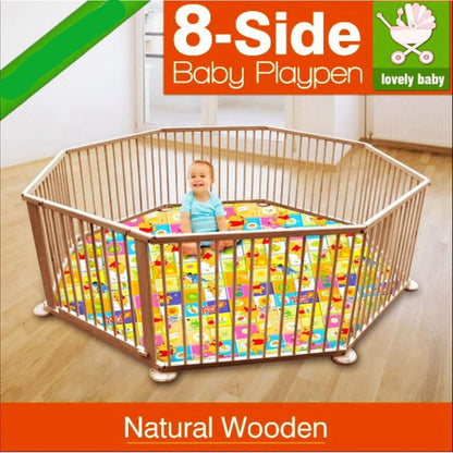 8PC WOODEN BABY PLAYPEN