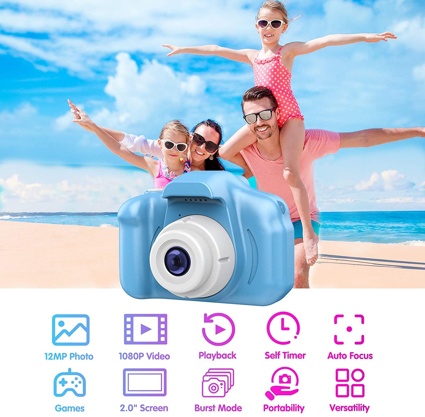 camera with fun stickers and games
