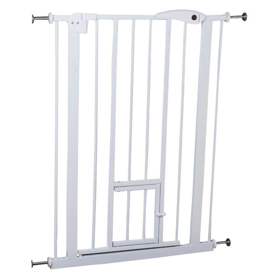 Wide safety gate installed in doorway