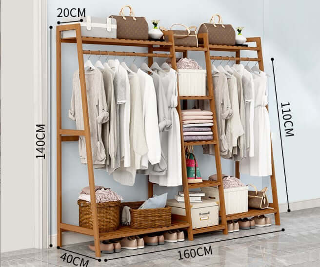 Bamboo Wardrobe Clothes Rack - The Shopsite