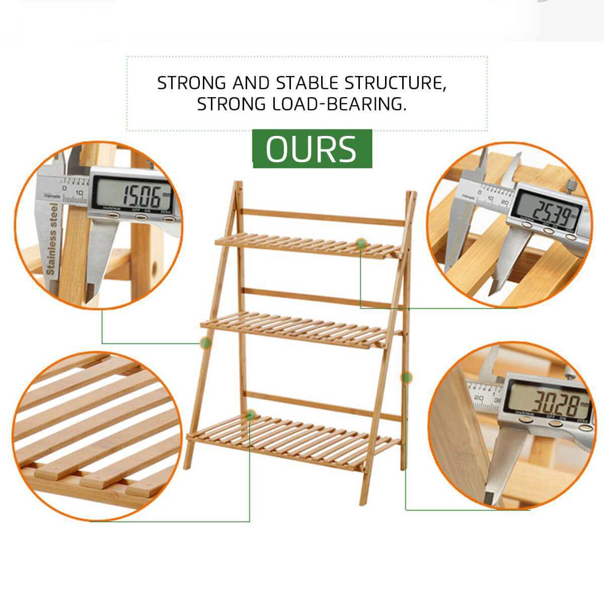 Lightweight bamboo plant rack