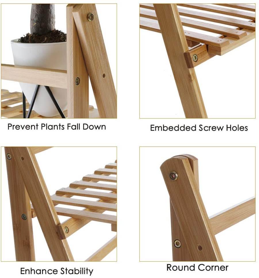 Natural bamboo ladder shelf