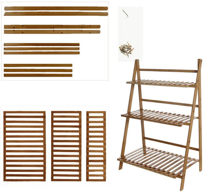 Outdoor bamboo plant shelf