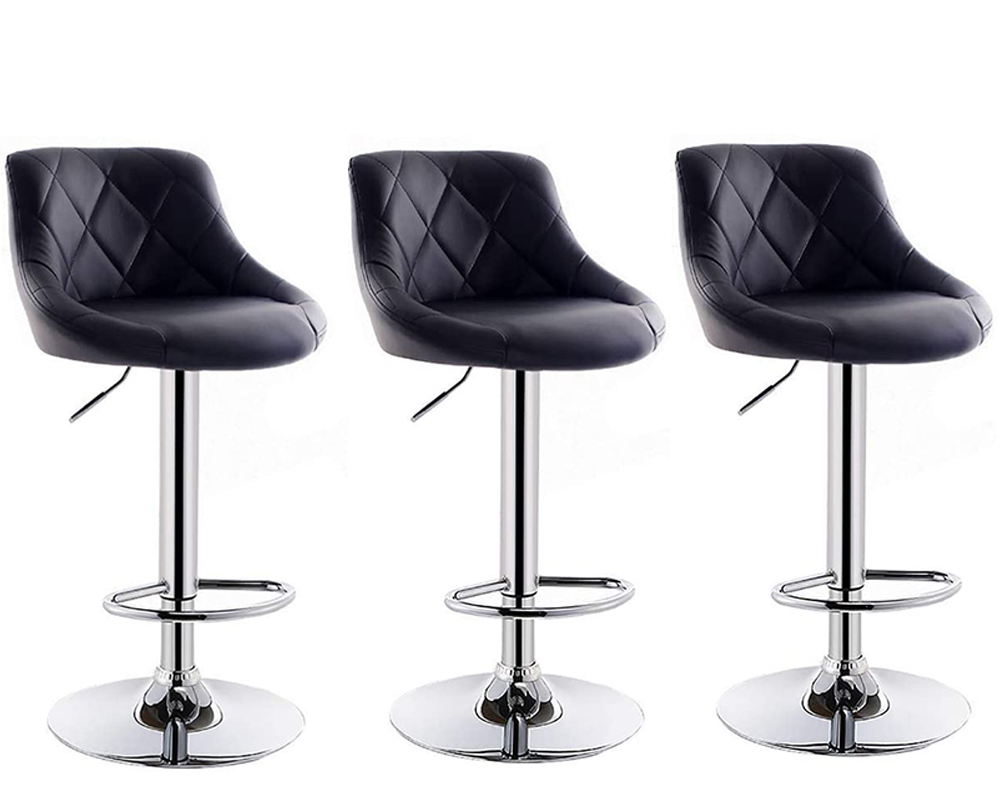 Bar Stool Leather Black 3pcs