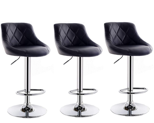 Bar Stool Leather Black 3pcs