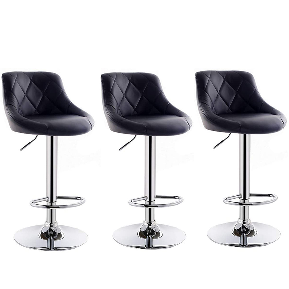 Set of three black bar stools