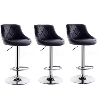 Set of three black bar stools