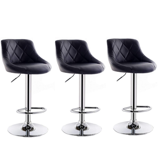 Set of three black bar stools