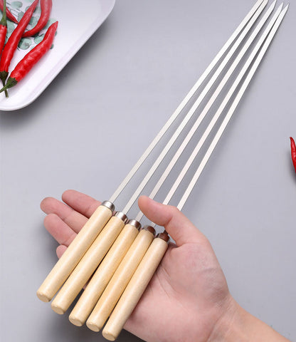 (20PCS/PACK) L 33.5cm Wooden Handle Stainless Steel BBQ Skewers
