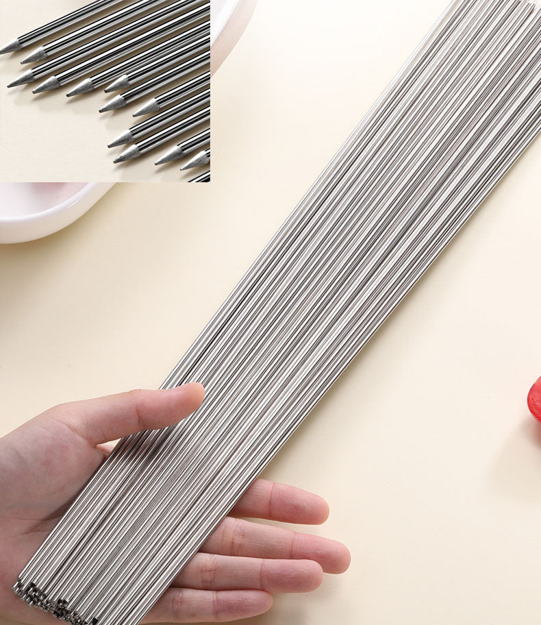 100pcs L 35cm Stainless Steel BBQ Skewers Round Roast Needle Stick Shish Kebab