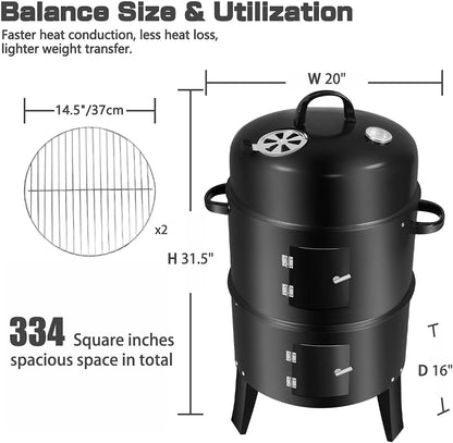 Charcoal Smoker BBQ Grill with Chimney